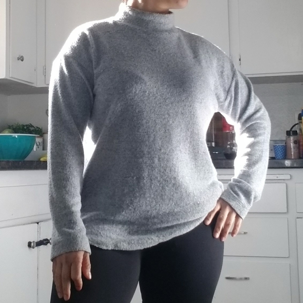SOCIALITE Mock Neck Pullover Sweatshirt, Color Gray, Size M